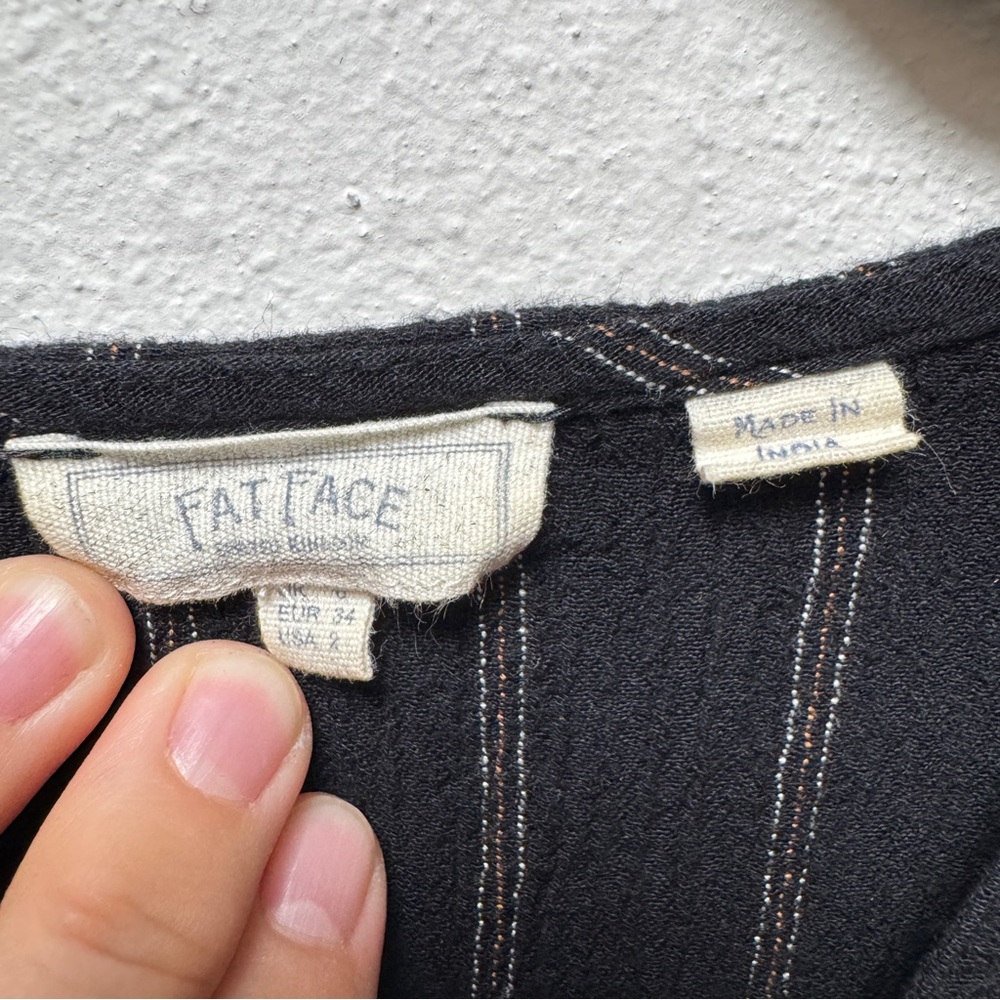 Fat Face Blue Cap Sleeve Button Down Shirt - Picture 3 of 8